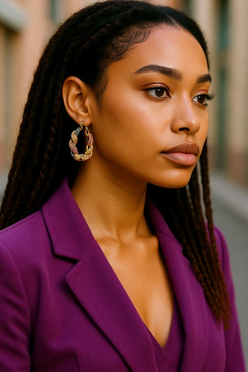 Tri-Tone Leaf Twist Hoop Earrings – Gold, Silver & Rose Gold