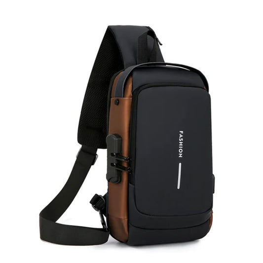 Men’s Anti-Theft USB Charging Crossbody Sling Backpack – Smart Travel Design