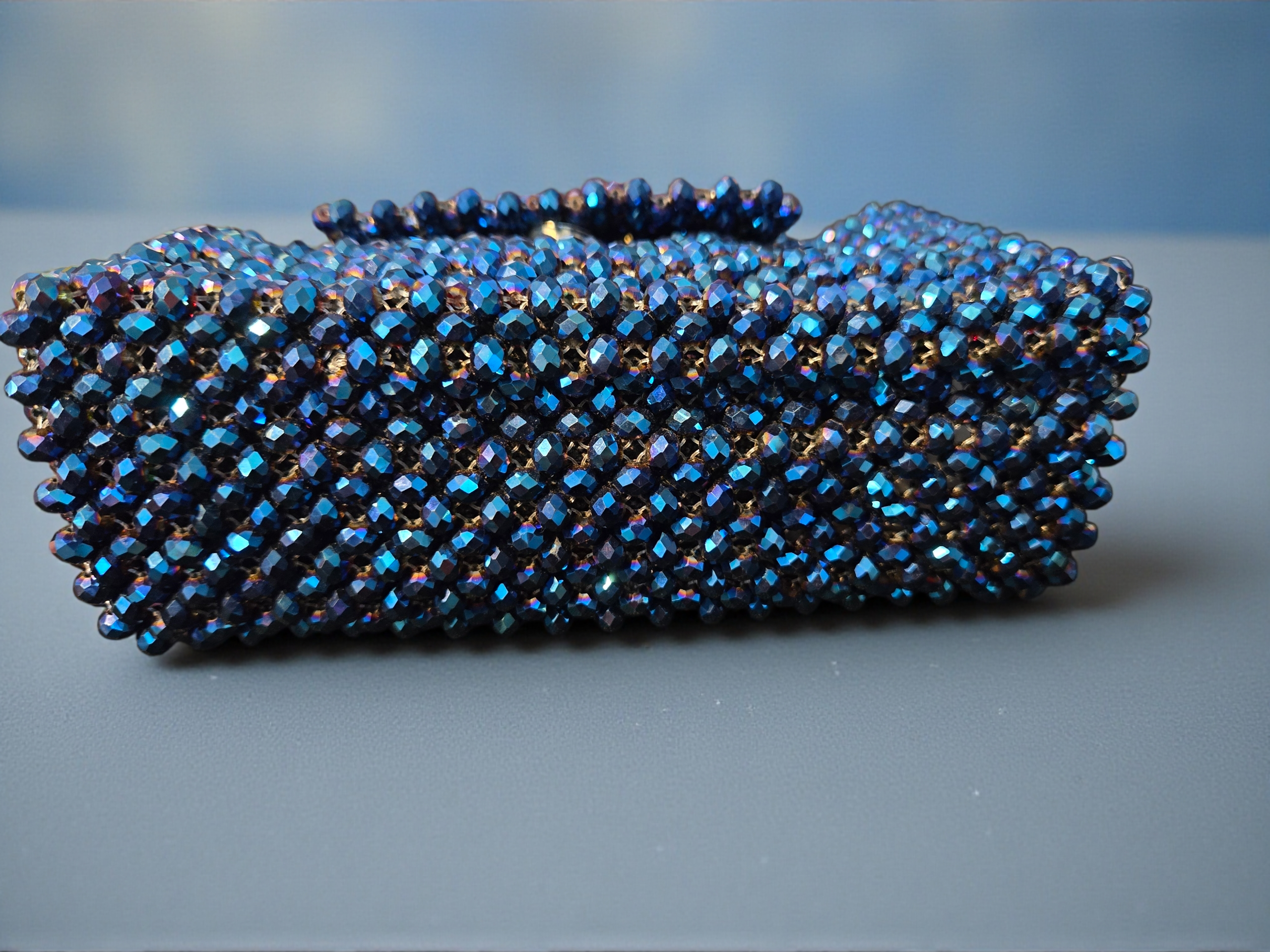 Midnight Sapphire Crystal Mini Bag – Luxury Beaded Evening Handbag