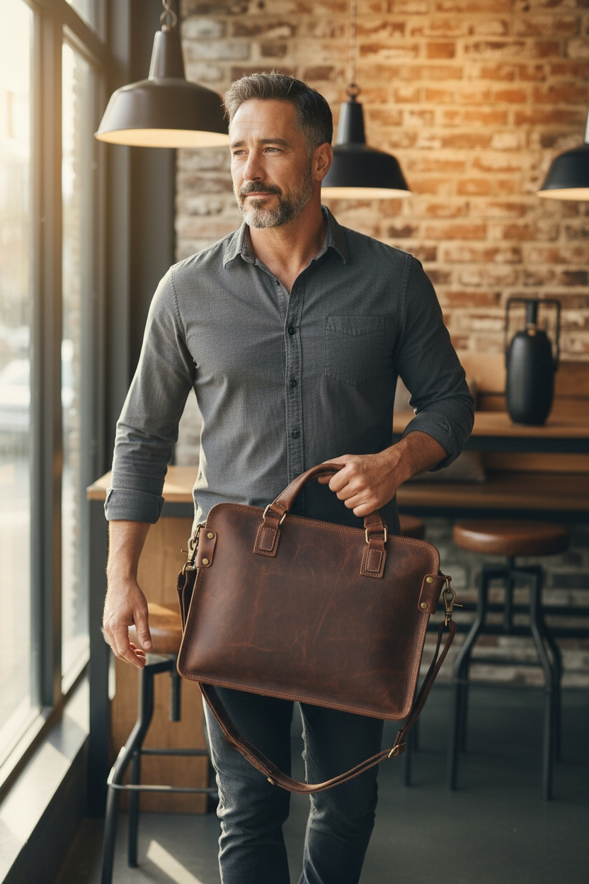 Atlas Heritage Leather Briefcase – Executive Work & Travel Bag