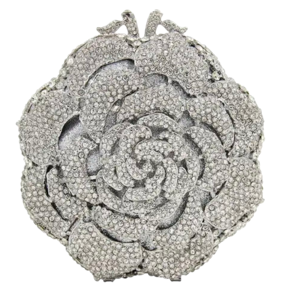 Crystal Rose Clutch – Luxury Floral Bridal Evening Bag