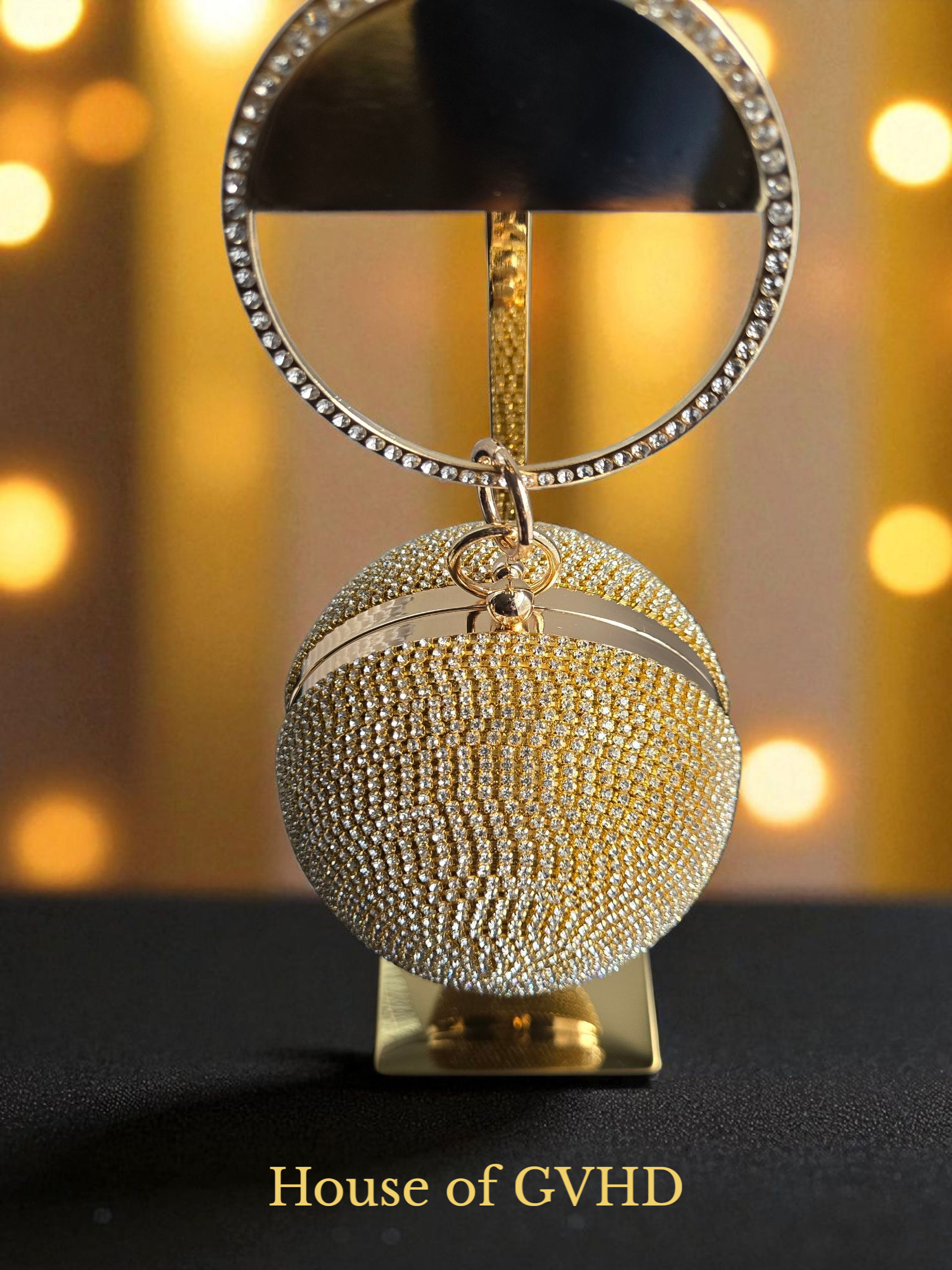 Galaxy Luxe Crystal Orb Clutch (Gold, Silver)