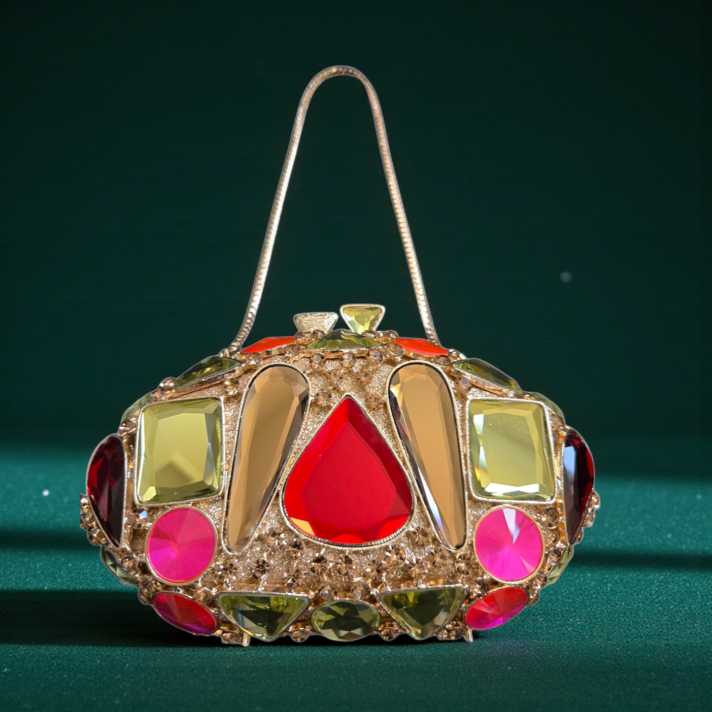 Multicolor Jewel Encrusted Evening Clutch